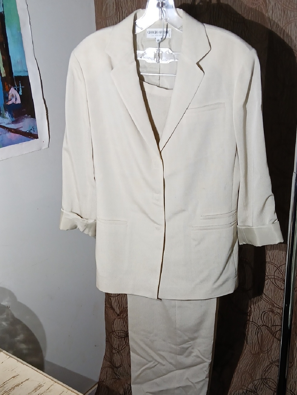 Giorgio Armani Cream Two-Piece Pantsuit